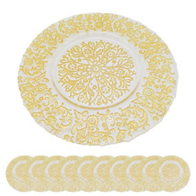 Neel Blue Charger Plates for Table Decoration - Royal Gold Design - Pack of 12