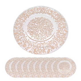 Neel Blue Charger Plates for Table Decoration - Royal Rose Gold Design - Pack of 12