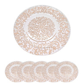 Neel Blue Charger Plates for Table Decoration - Royal Rose Gold Design - Pack of 6