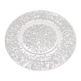 Neel Blue Charger Plates for Table Decoration - Royal Silver Design