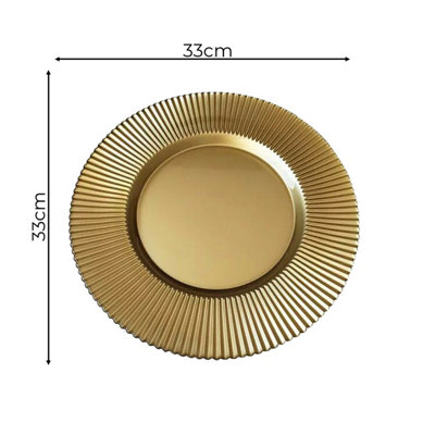 Neel Blue Charger Plates for Table Decoration - Shiny Gold - Pack of 12