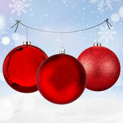 Neel Blue Christmas Baubles for Xmas Tree Decoration with Strings - Red - 3cm - Pack of 12 Price Comparisons | Compare The Build