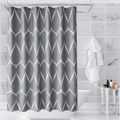 Neel Blue Dark Grey Polyester Shower Curtain Bathroom Curtain Mould & Mildew Resistant With 12 Curtain Hook 180cm x 200cm