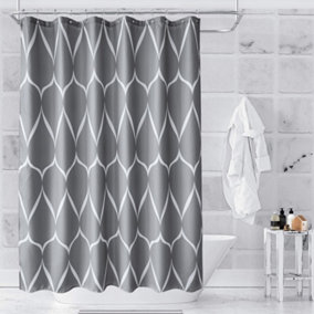Neel Blue Dark Grey Polyester Shower Curtain Bathroom Curtain Mould & Mildew Resistant With 12 Curtain Hook 180cm x 200cm