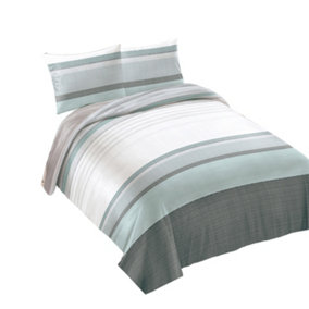Neel Blue Double Printed Duvet Cover & 2 Matching Pillow Cases - Blue & Grey