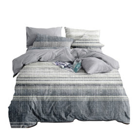 Neel Blue Double Printed Duvet Cover & 2 Matching Pillow Cases - Grey & Blue