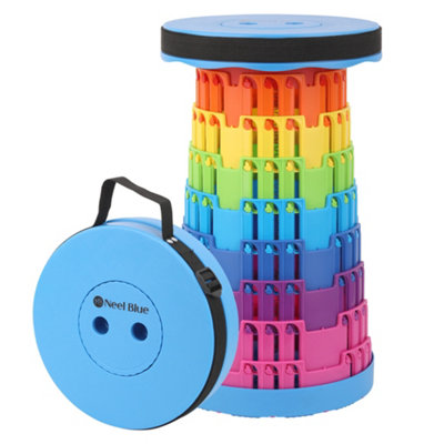 Neel Blue Foldable Telescopic Stool, Portable Collapsible Camping Stool ...
