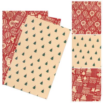 Neel Blue Gift Wrapping Paper, 9 Sheets, 3 Different Xmas Theme Designs - 100gsm Kraft Paper, 70x50cm