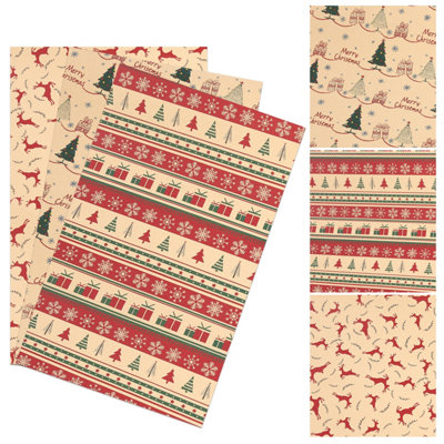 Neel Blue Gift Wrapping Paper, 9 Sheets, 3 Unique Designs - 100gsm Kraft Paper, 70x50cm Price Comparisons | Compare The Build