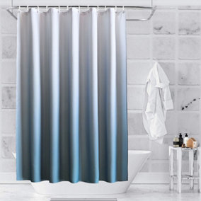 Neel Blue Gradient Shower Curtain Polyester Fabric Bathroom Curtain Mould & Mildew Resistant With 12 Curtain Hook