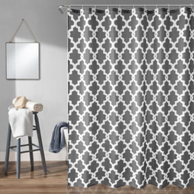 Neel Blue Grey Design Shower Curtain With 12 Curtain Hook Waterproof Bath Curtain 180cm x 200cm