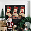 Neel Blue Hessian Christmas Stocking - Xmas Reindeer