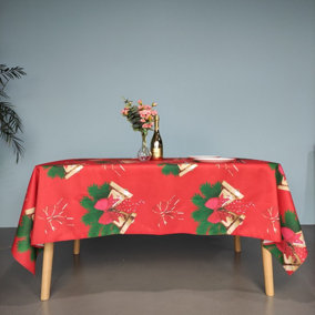 Neel Blue Jingle Bell Red  Polyester Xmas Design Tablecloth 60" x 84"