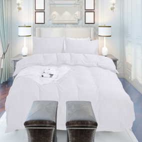 Neel Blue King Size Duvet Cover & 2 Matching Pillow Cases - White