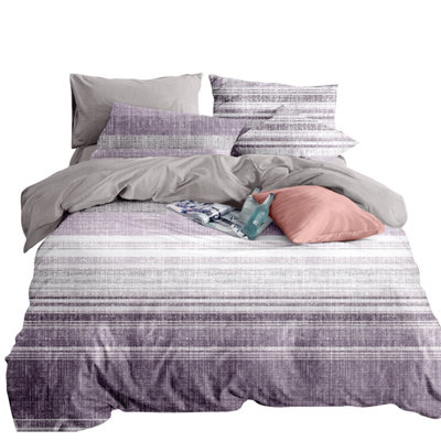 Neel Blue King Size Printed Duvet Cover & 2 Matching Pillow Cases - Purple