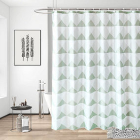 Neel Blue Light Green Shower Curtain Polyester Fabric Bathroom Curtain With 12 Curtain Hook 180cm x 200cm