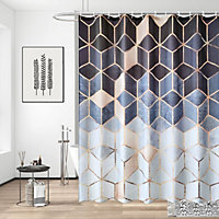 Neel Blue Marble Shower Curtain Mould & Mildew  With 12 Curtain Hook Waterproof Bath Curtain 180 x 180cm