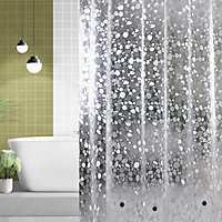 Neel Blue Pebbles Printed Shower Curtains  Mould & Mildew Resistant Bath Curtain With 12 Curtain Hook And 3 Magnets