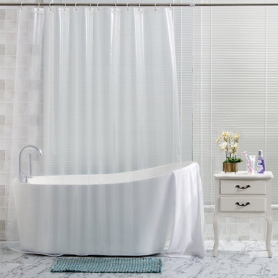 KAV Waterproof Shower Curtain, Bathroom Curtain Liner Anti Mould Heavy Duty  Curtain 180x180 - Peva with hooks (Blue Mosaic)