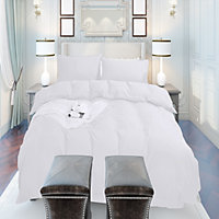 Neel Blue Plain Double Duvet Cover & 2 Matching Pillow Cases - White