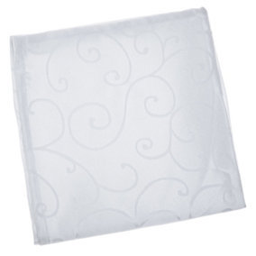 Neel Blue Polyester Damask Table Napkins - White - 50cm x 50cm - Pack of 10
