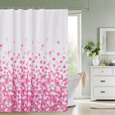 Neel Blue Polyester Fabric Waterproof Shower Curtain With Hooks,