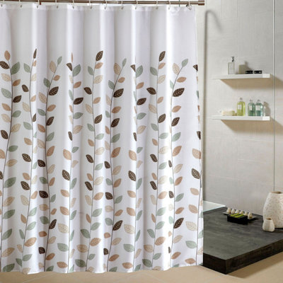 Neel Blue Polyester Printed Shower Curtain Mould & Mildew Resistant With 12 Curtain Hook 180cm x 200cm