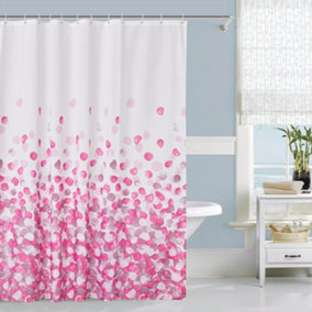 Neel Blue Polyester Shower Curtain With Hooks, Fabric Curtain 180cm x 200cm