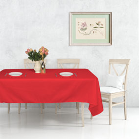 Neel Blue Polyester Tablecloth Rectangular 70"x108" - Red