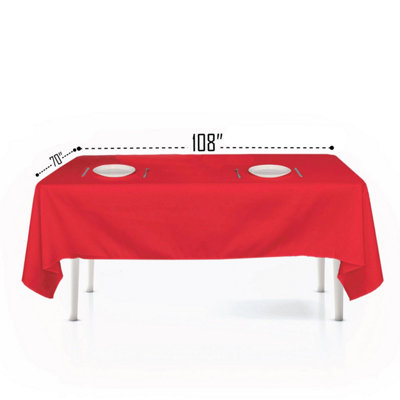 Neel Blue Polyester Tablecloth Rectangular 70"x108" - Red