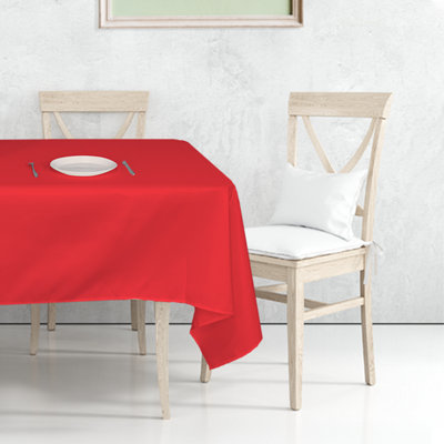 Neel Blue Polyester Tablecloth Rectangular 70"x144" - Red