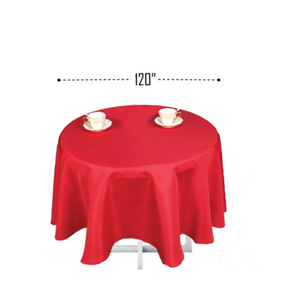 Neel Blue Polyester Tablecloth Round 120" - Red 5 pieces