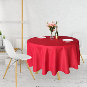 Neel Blue Polyester Tablecloth Round 120" - Red