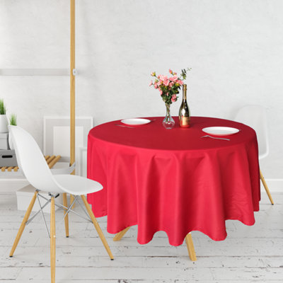 Neel Blue Polyester Tablecloth Round 70" - Red 10 pieces