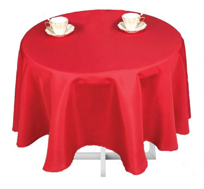 Neel Blue Polyester Tablecloth Round 70" - Red 5 pieces