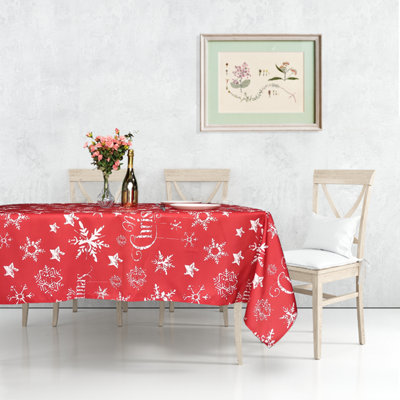 Neel Blue Polyester Xmas Design Tablecloth 60" x 84"