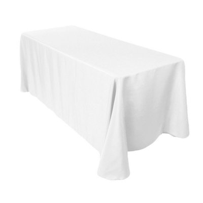 Neel Blue Rectangular Tablecloth 152cm x 259cm - White (pack of 10)