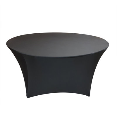 Neel Blue Round Spandex Stretchable Tablecloth 60" - Black