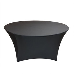 Neel Blue Round Spandex Stretchable Tablecloth 60" - Black