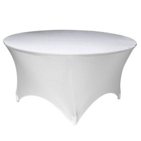 Neel Blue Round Spandex Stretchable Tablecloth 60" - White 2 pieces