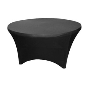 Neel Blue Round Spandex Stretchable Tablecloth 72" - Black
