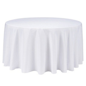 Neel Blue Round Tablecloth 178cm - White