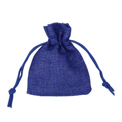 Neel Blue Set of 10pcs Burlap Gift Bag with Drawstring Small Candy Bags, Blue - 7x9cm