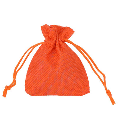 Neel Blue Set of 10pcs Burlap Gift Bag with Drawstring Small Candy Bags, Orange - 7x9cm