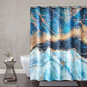 Neel Blue Shower Curtain Bathroom Curtain Mould & Mildew Resistant With 12 Curtain Hook