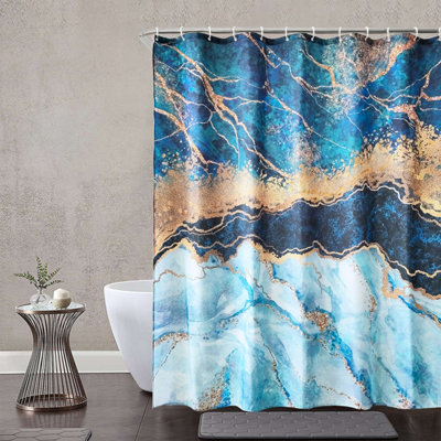 Neel Blue Shower Curtain Fabric Bathroom Curtain With 12 Curtain Hook Waterproof Bath Curtain 180 x