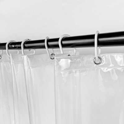 Neel Blue Shower Curtain Liner, Mould & Mildew Resistant With 12 Curtain Hooks, 180cm x 180cm - Clear With Bottom Magnet