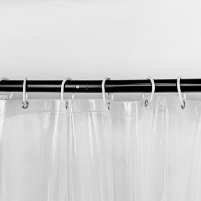 Neel Blue Shower Curtain Liner, Mould & Mildew Resistant With 12 Curtain Hooks, 180cm x 180cm - Clear With Bottom Magnet