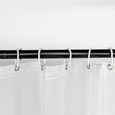 Neel Blue Shower Curtain Liner, Mould & Mildew Resistant With 12 Curtain Hooks, 180cm x 180cm - Frosty White