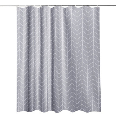 Ezmine Grey Shower Curtain Waterproof Polyester Bathroom Decor Grey